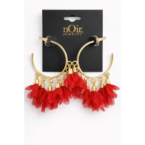 nOir Jewelry Jewelry - NWT nOir Jewelry Red Flower Hoop Earrings